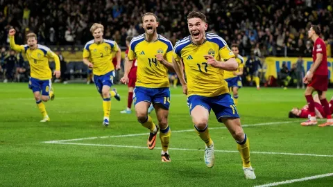 Svenska landslaget jublar