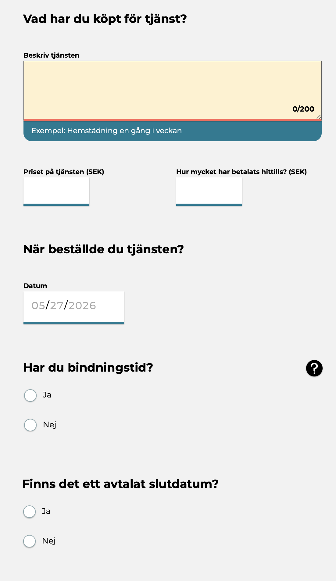 Steg 3 Vad hände med tomt fält för att beskriva tvisten