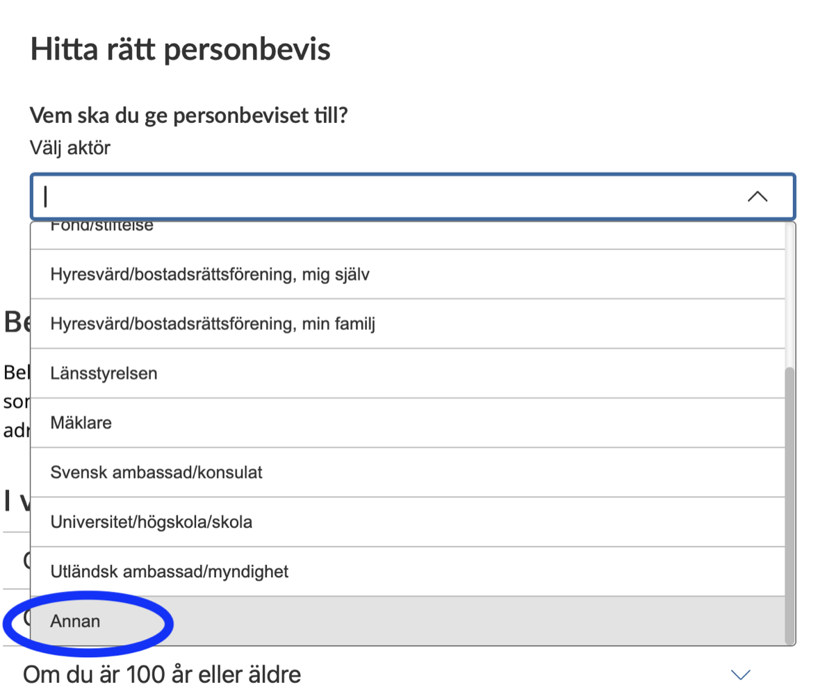 Rullistan för mottagare med 'Annan' inringad